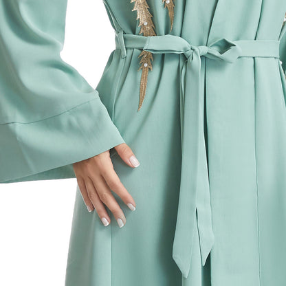 Women's Embroidered Appliqué Robe Dress