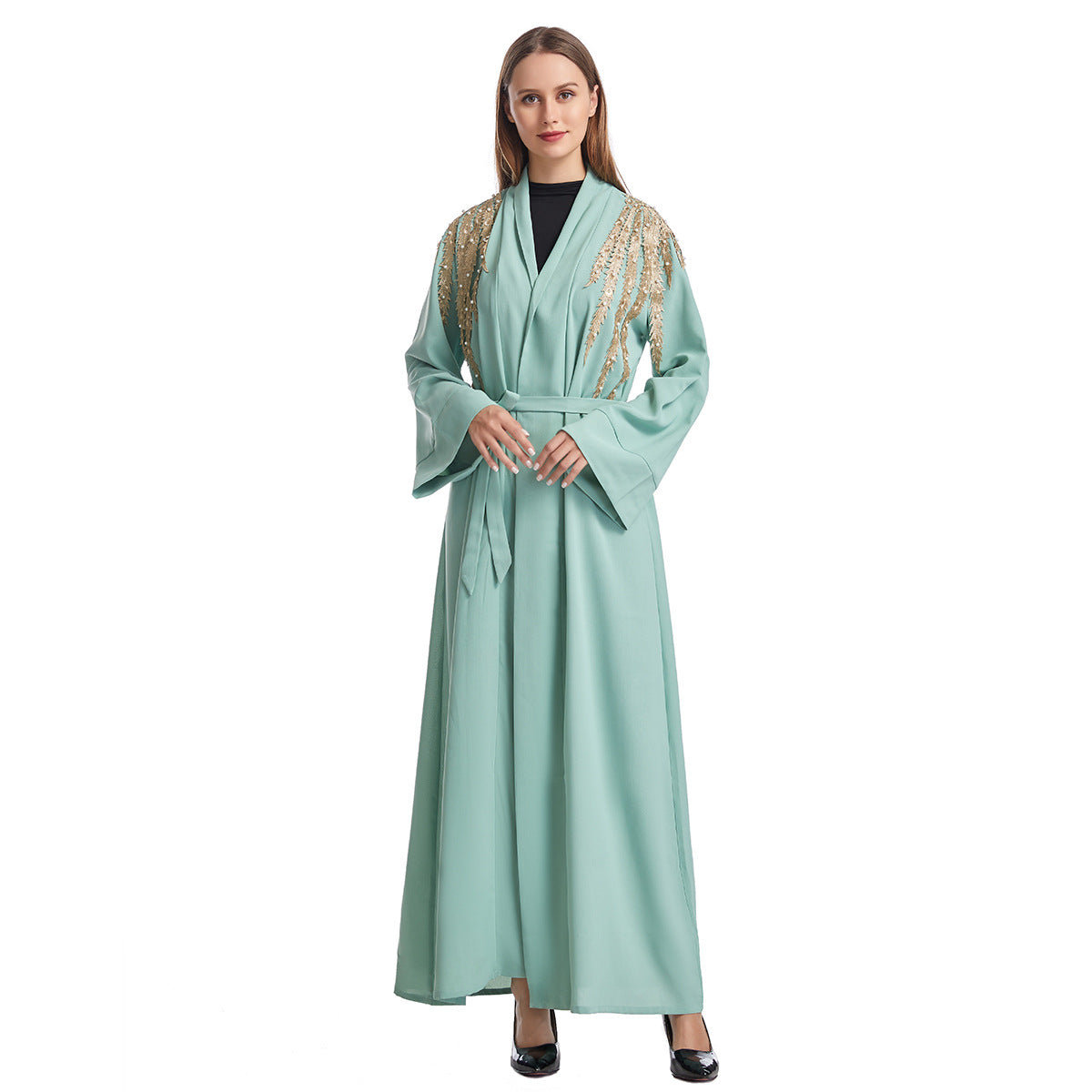 Women's Embroidered Appliqué Robe Dress