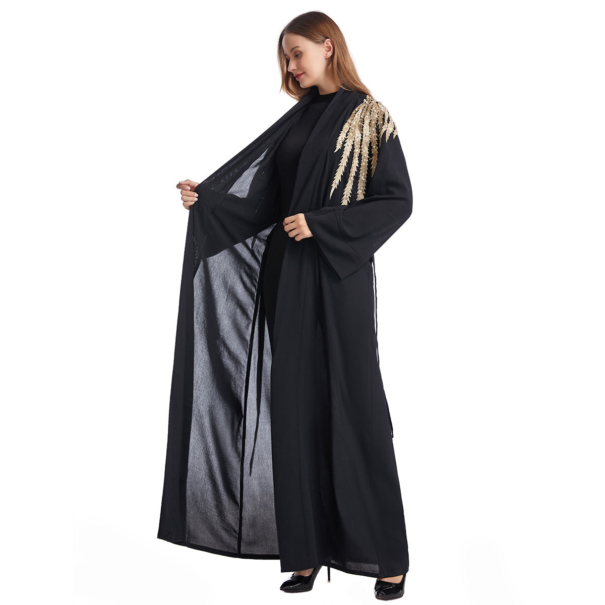 Women's Embroidered Appliqué Robe Dress