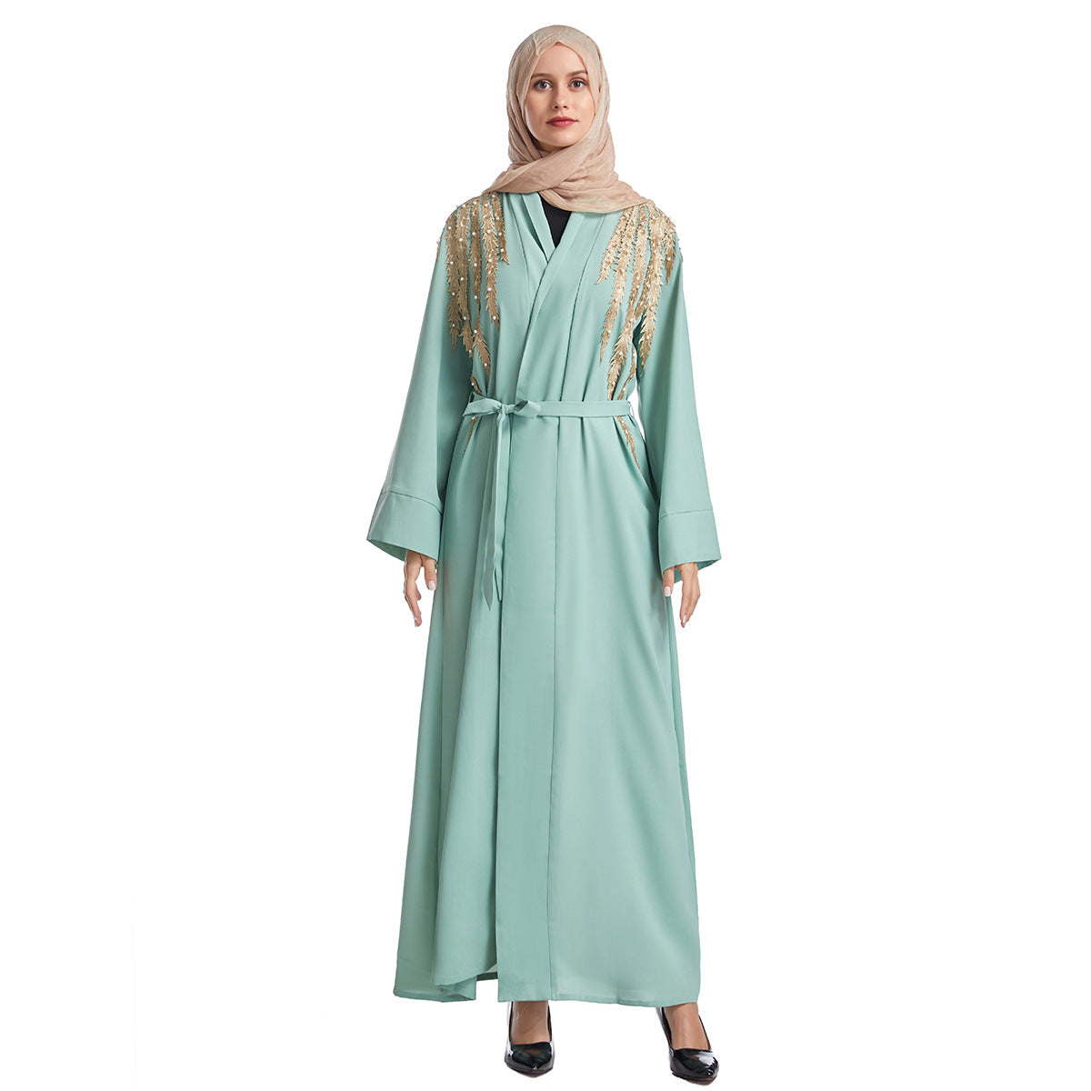 Women's Embroidered Appliqué Robe Dress