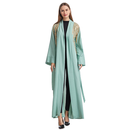 Women's Embroidered Appliqué Robe Dress