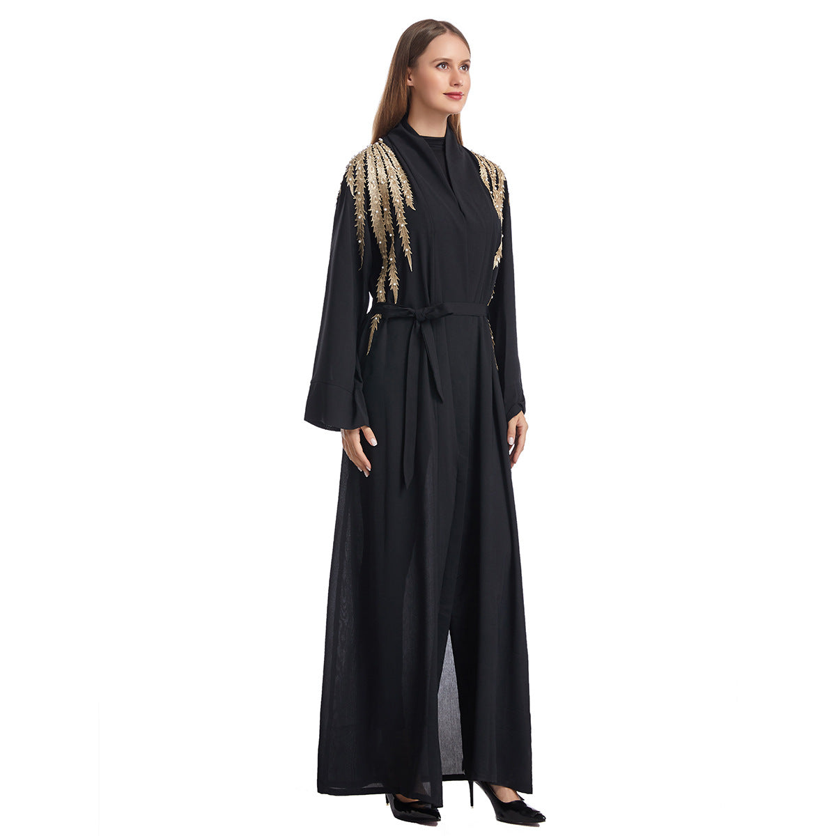 Women's Embroidered Appliqué Robe Dress