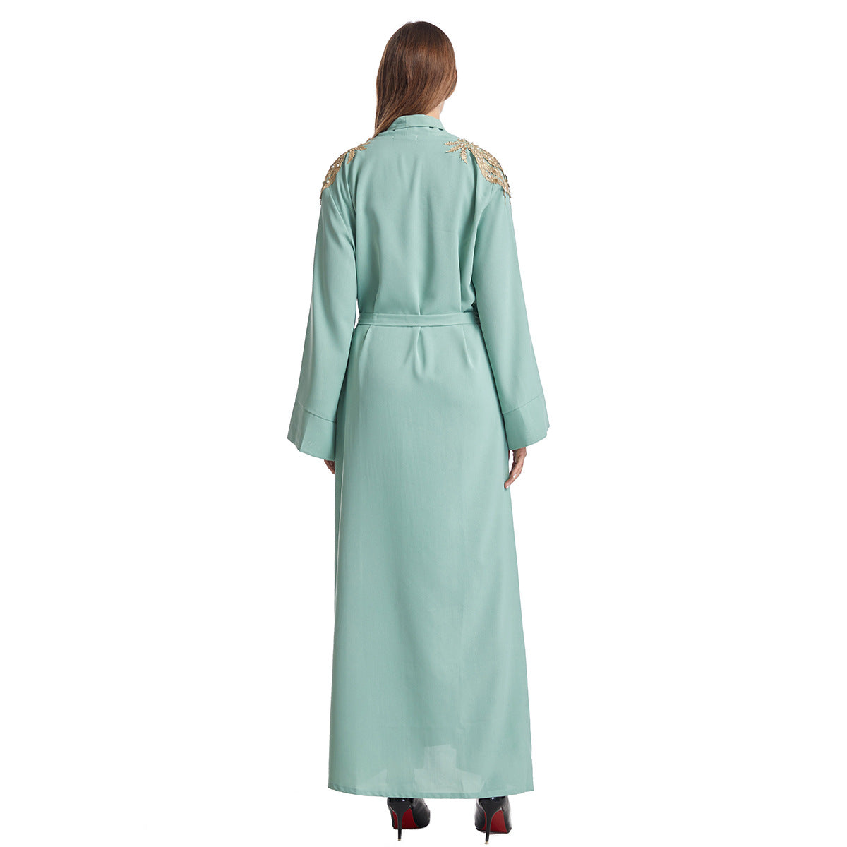 Women's Embroidered Appliqué Robe Dress