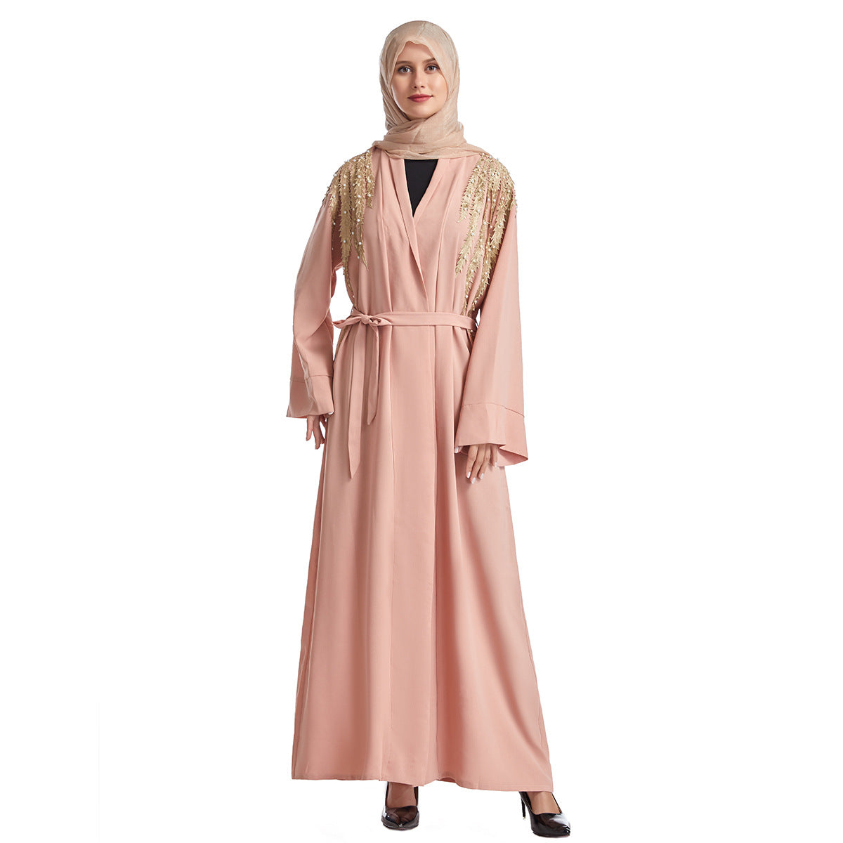 Women's Embroidered Appliqué Robe Dress