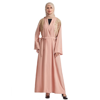 Women's Embroidered Appliqué Robe Dress