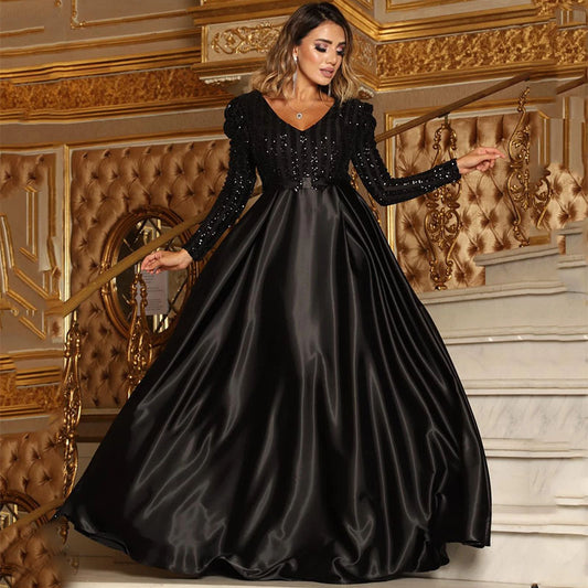 Women's V-Neck Large Swing Sexy Evening Party Dress