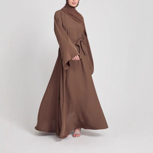 Women's Round Neck Bell Sleeve Abaya Dress