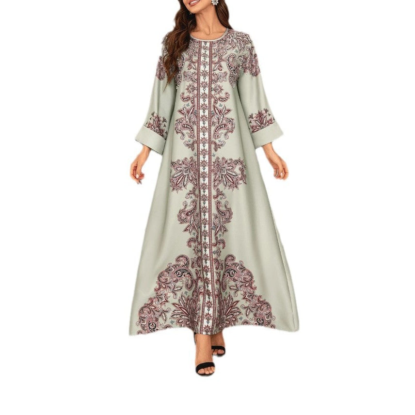 Hot Diamond Beaded Print Dress