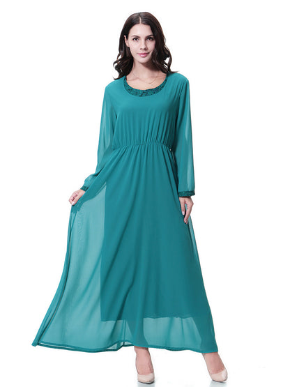 Women's Crewneck Chiffon Lace Dress