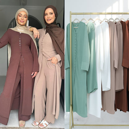 Women's Two-piece Set with Solid Color Buckles