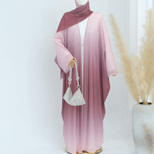Gradient Everyday Parties Cardigan Robe with Hijab