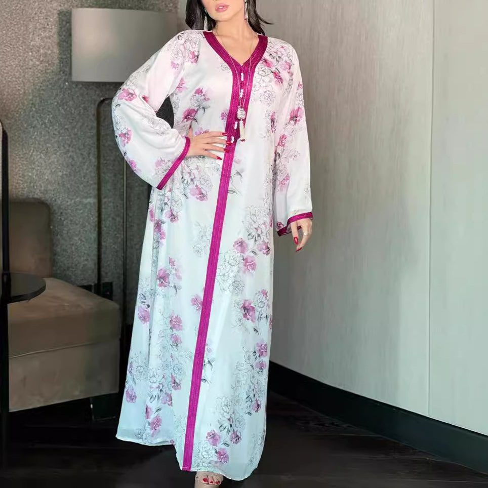 Women's Gold Silk Chiffon Ink Print Dress