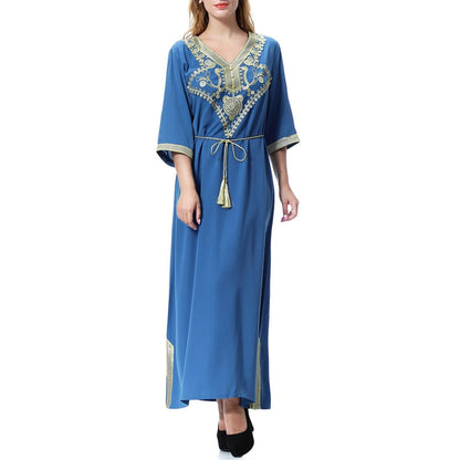 Women's Half-sleeved V-Neck Maxi Dress