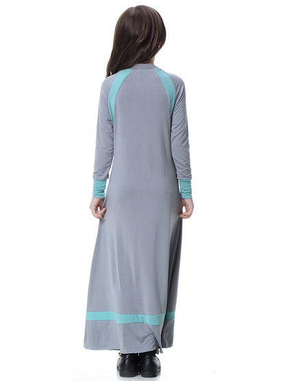 Girls Solid Color Long-sleeved Dress