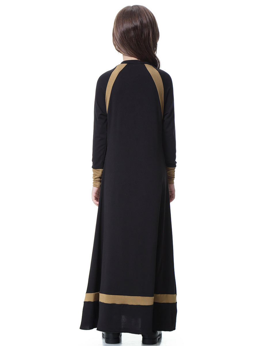 Girls Solid Color Long-sleeved Dress