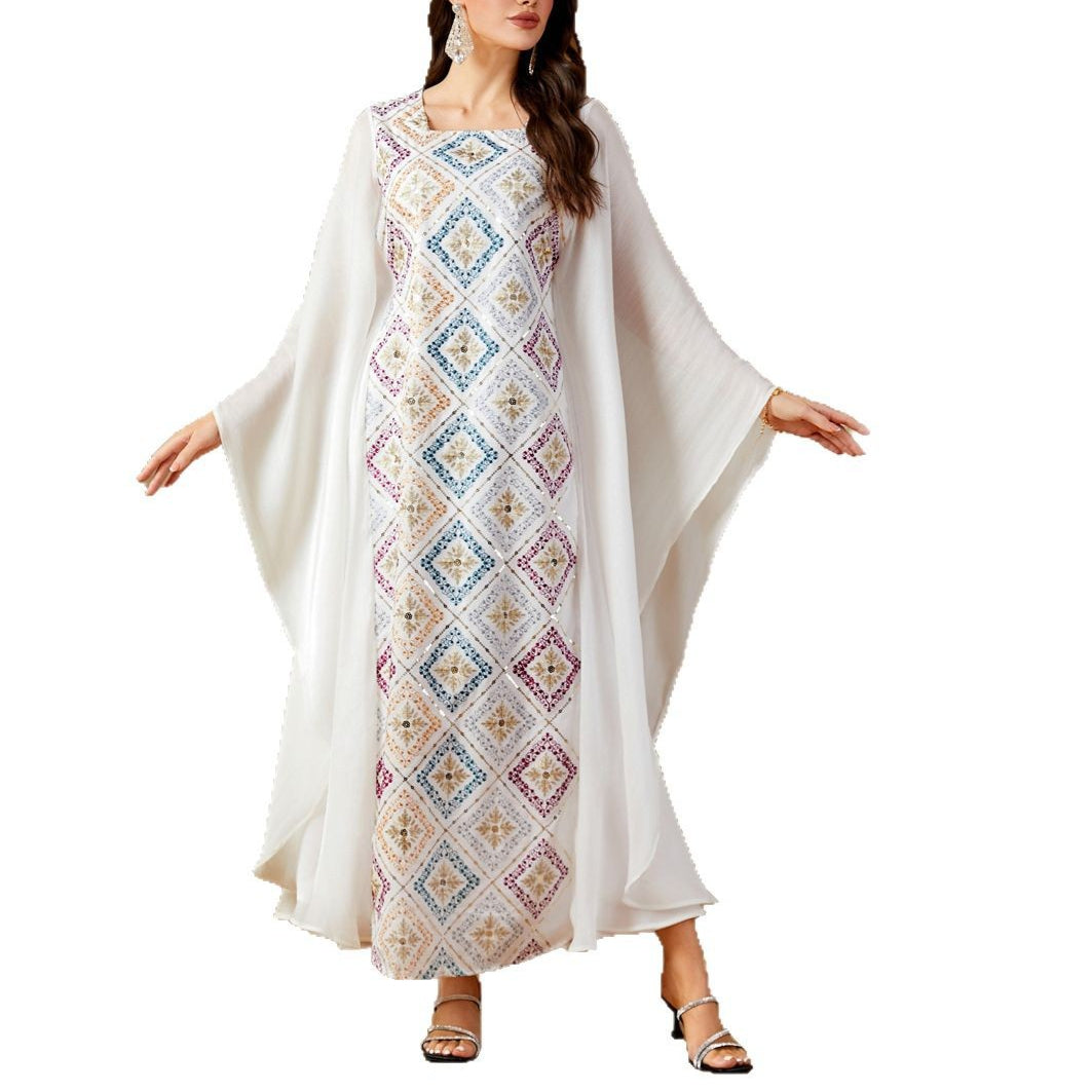 Women's Dolman-sleeved Sequin-embroidered Dress