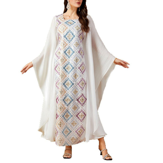 Women's Dolman-sleeved Sequin-embroidered Dress