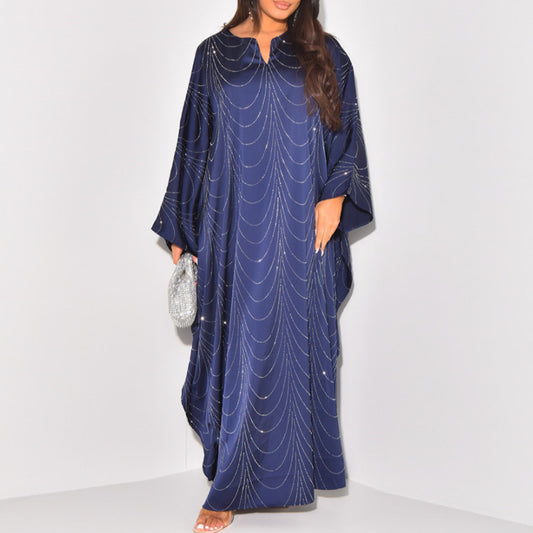 Women's Loose Hot Diamond Abaya Dress