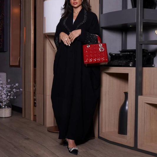 Women's Hot Diamond Black Trendy Abaya Robe