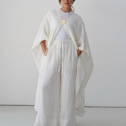 Women's Buttoned Cardigan and Pants Two-piece Set