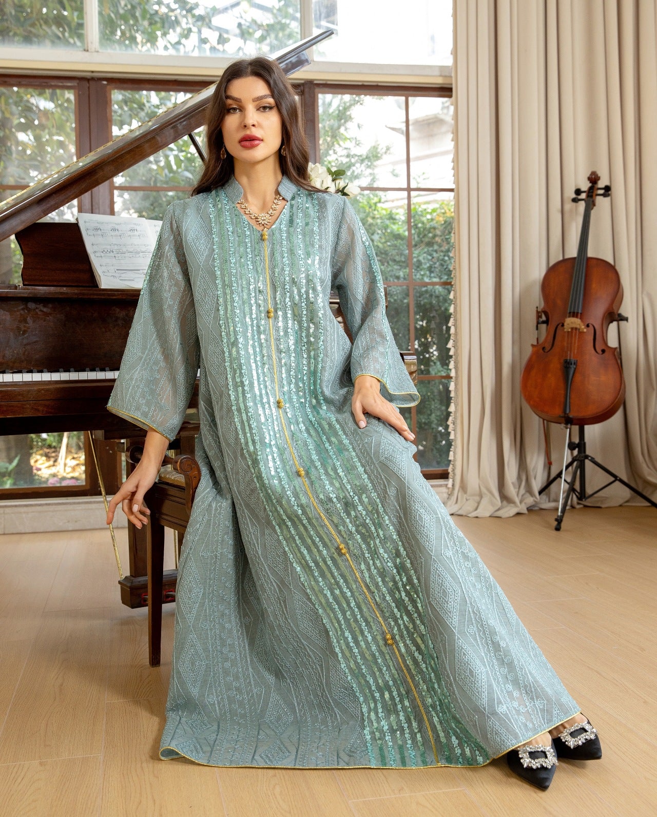 Mesh Embroidered Sequins Patchwork Dress