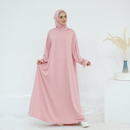 Dubai Solid Color Hooded Casual Abaya