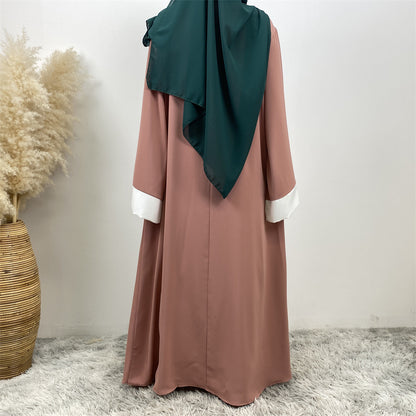 Modest Cardigan Patchwork Fake Two-piece Dress