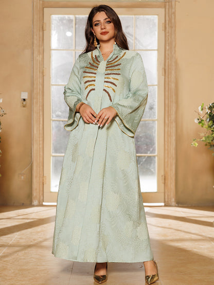 Women's V-neck Jacquard Beaded Dress