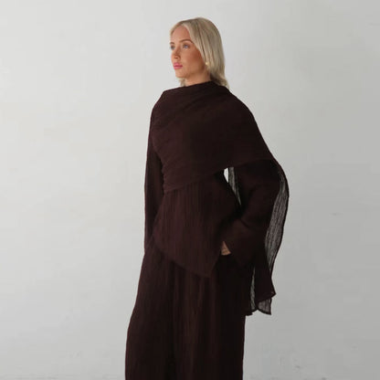Buttoned Cardigan and Pants Two-piece Set