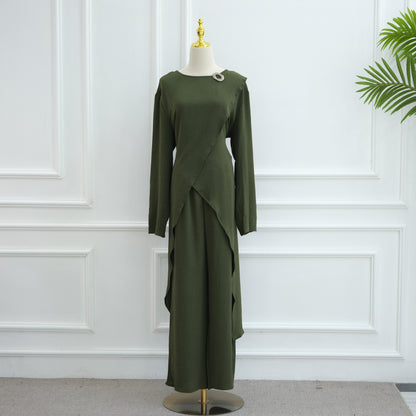 Elegant Two Piece Modest Set Long Top and Pants