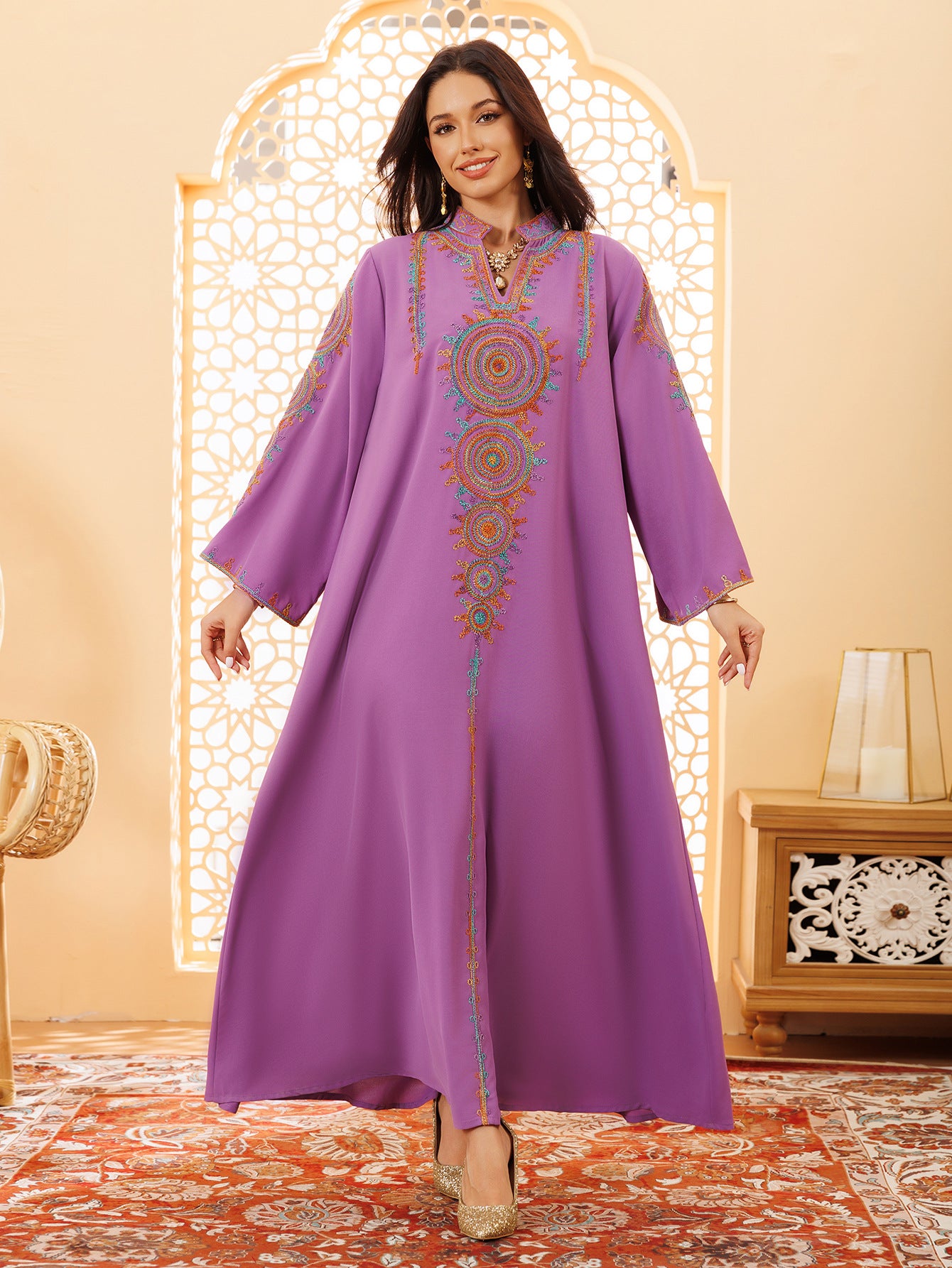 Women's Embroidered Home Gown Dress