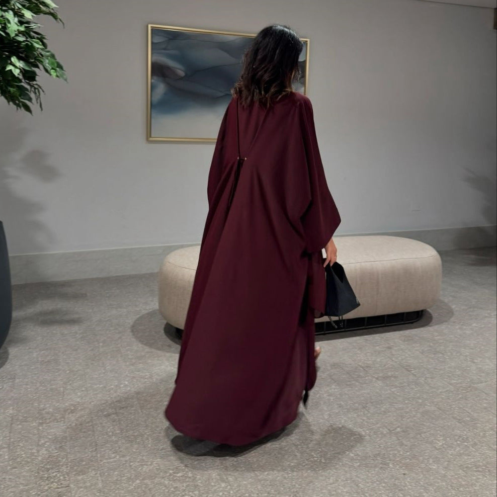 Women's Plain Robe Orange Open Abaya