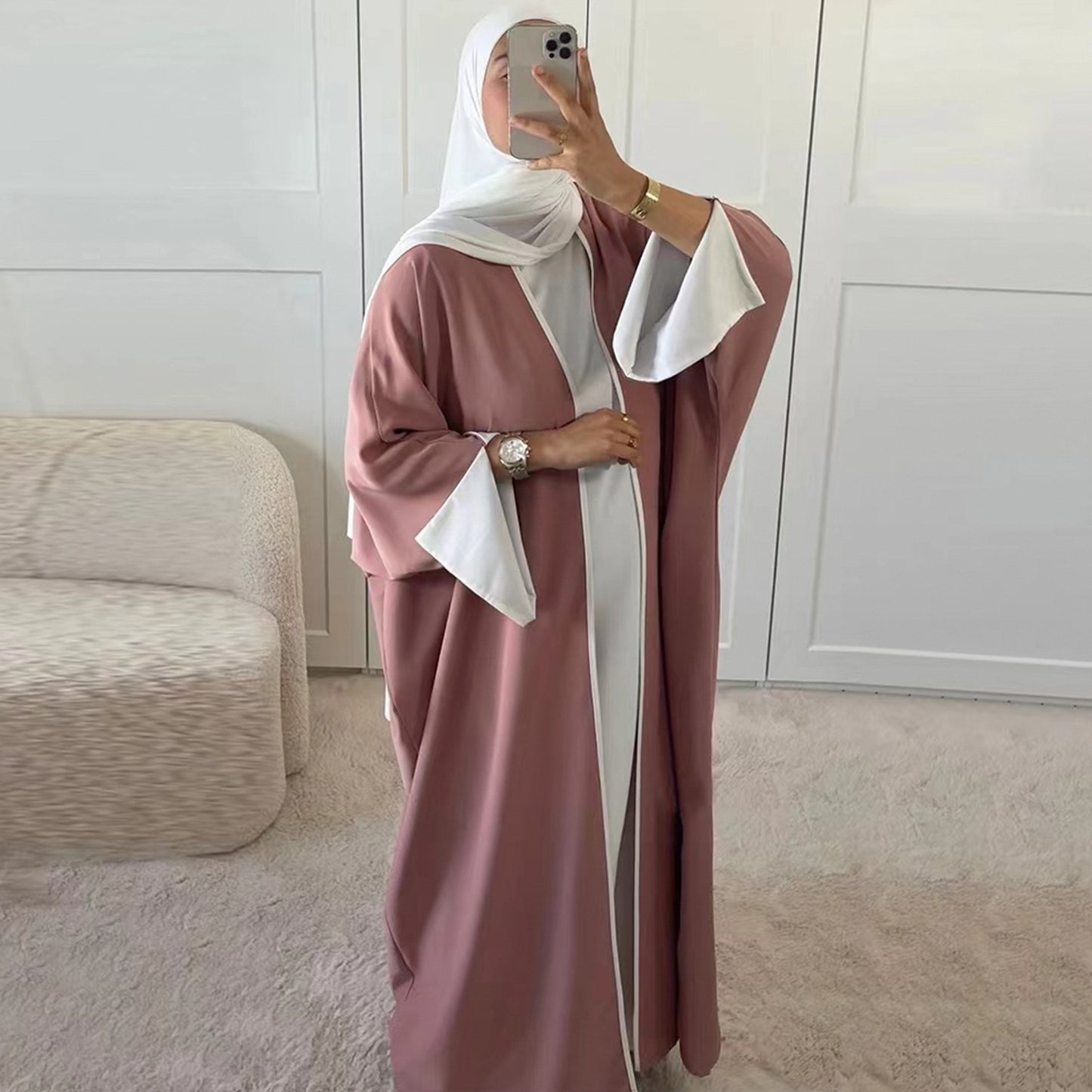 Cardigan Robes with Contrasting Edges with Bat-sleeves