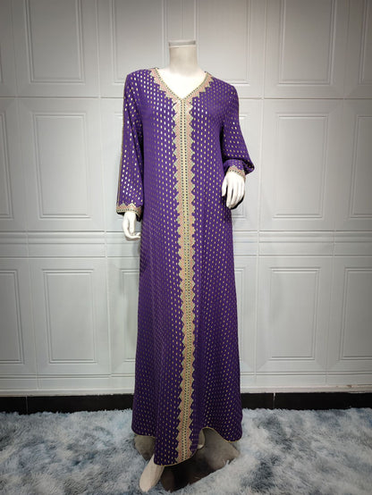 Women's Gilded Muslim Dubai Robe Dress