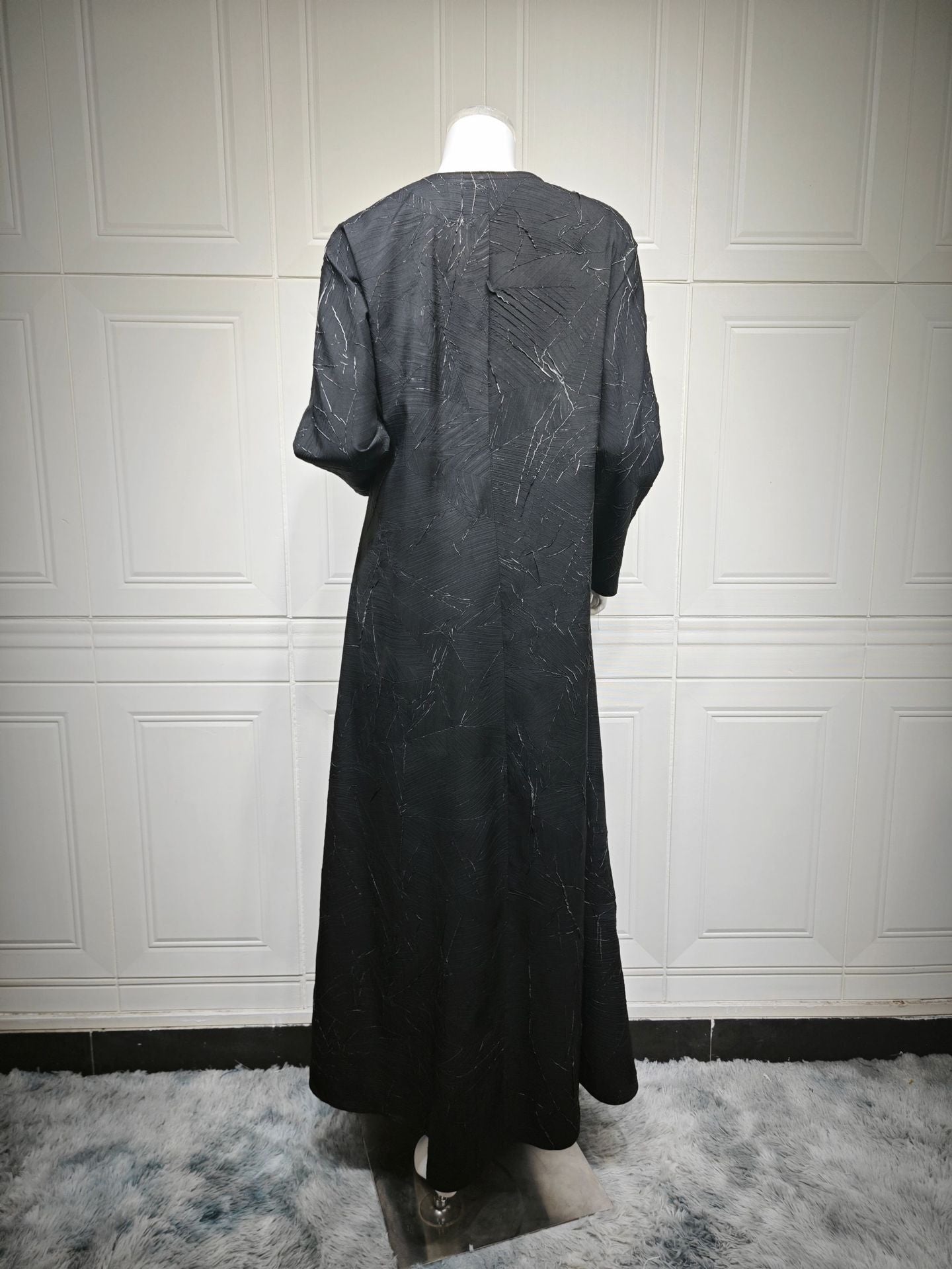 Modest Jacquard Long Sleeve Abaya Coat – Muslim Women’s Summer Outerwear