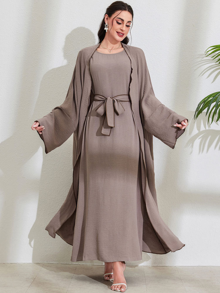 Women's Elegant Cardigan Belt Robe Dress