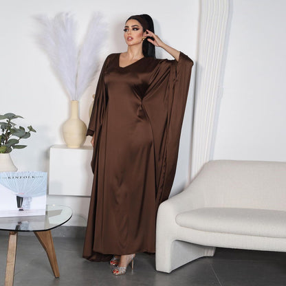 Women's Pullover Waist-cinching Modest Coffee Dress