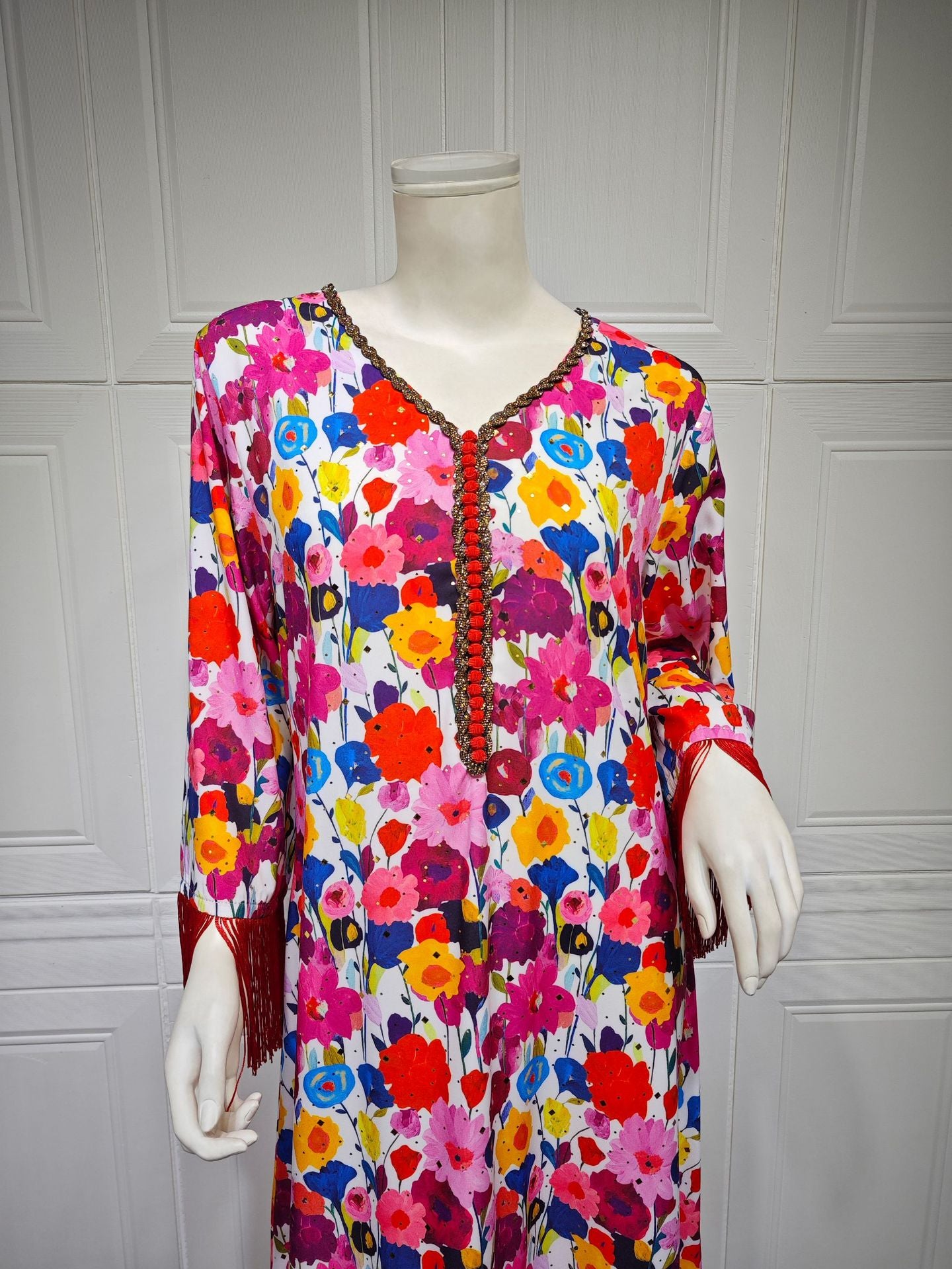 Women's Gilded Print Casual Jalabiya Dress