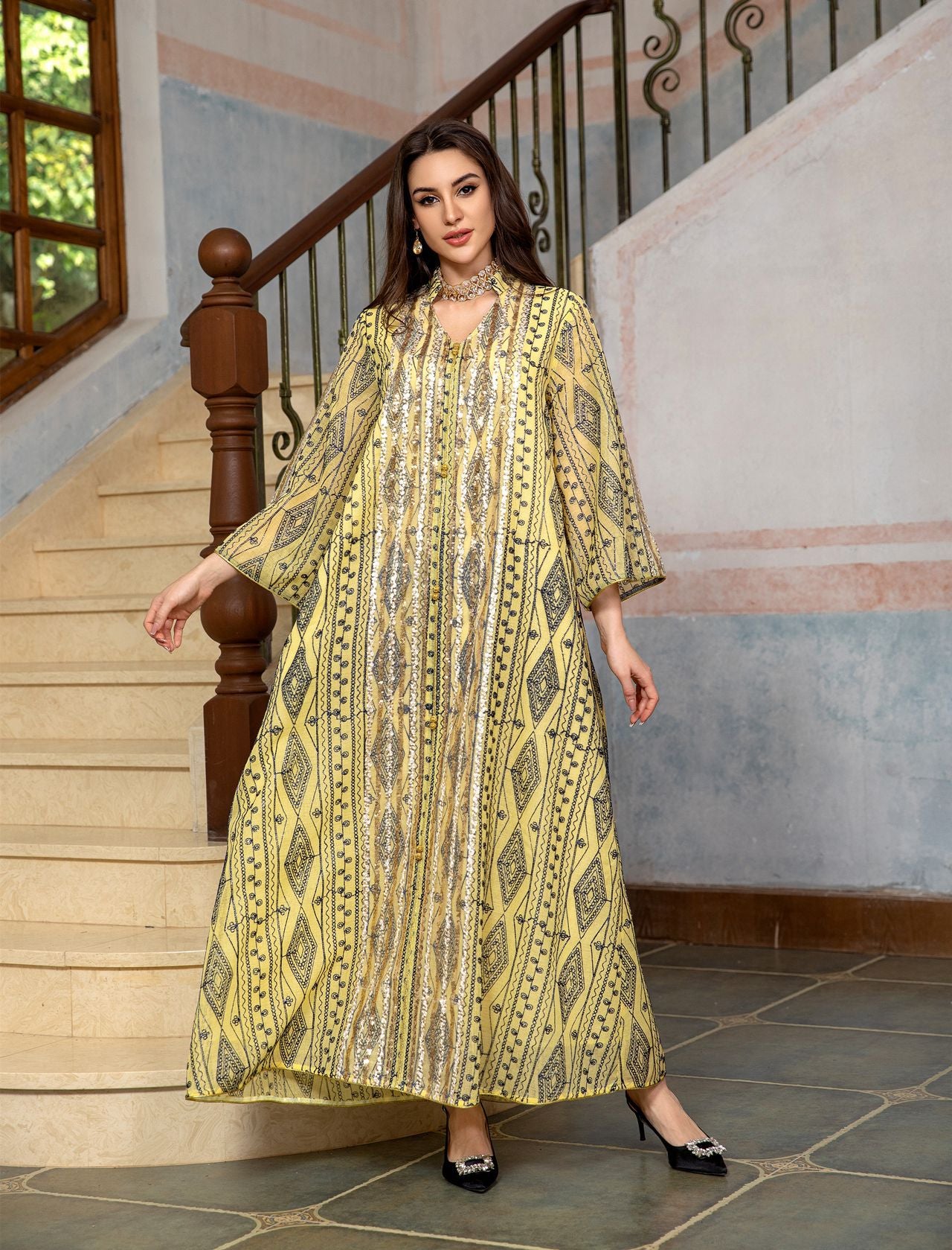 Mesh Embroidered Sequins Patchwork Dress