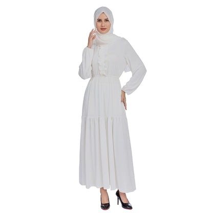 Ruffled Front Maxi Dress with Long Sleeves