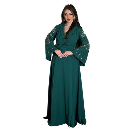 Women's Hot Jalabiya Party Dress with Belt