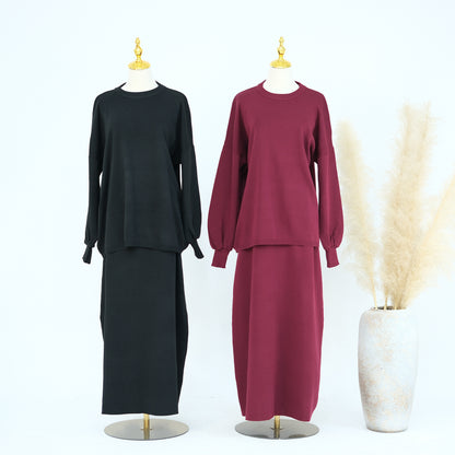 Thick Knit Two-Piece Modest Pants Set