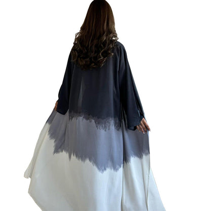 Tie Dye Cape Cardigan Dress Open Abaya