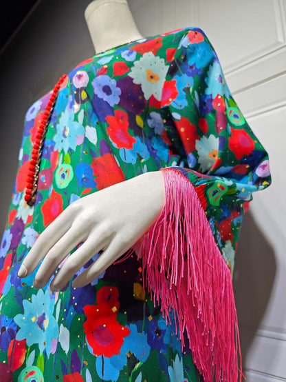 Women's Gilded Print Casual Jalabiya Dress