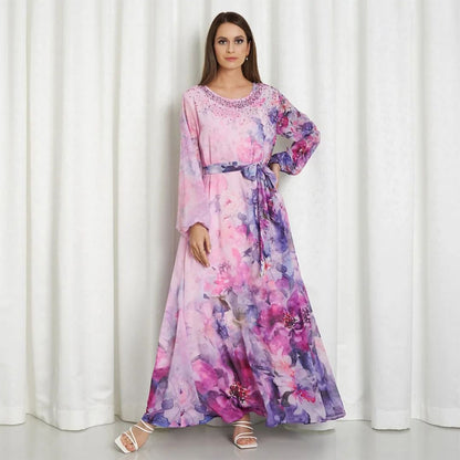 Women's Printed Casual Color Rhinestone Dress