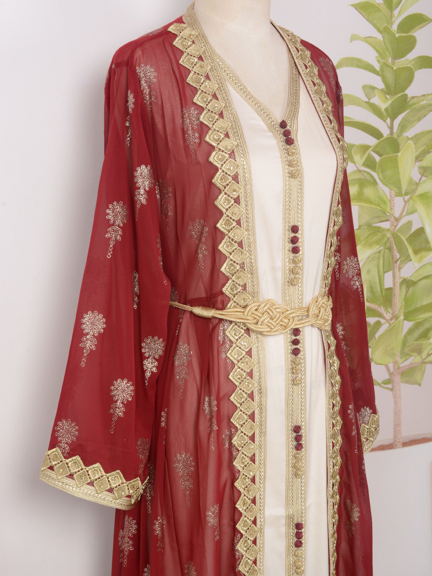 Women's Embroidered Cardigan Vest Two-piece Dress