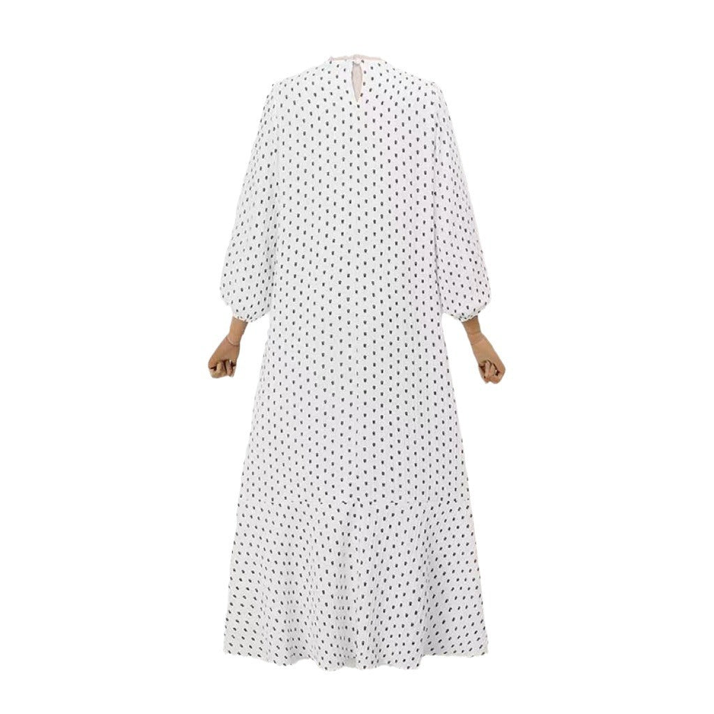 Women's Long-sleeved Printed Black Abaya Dress