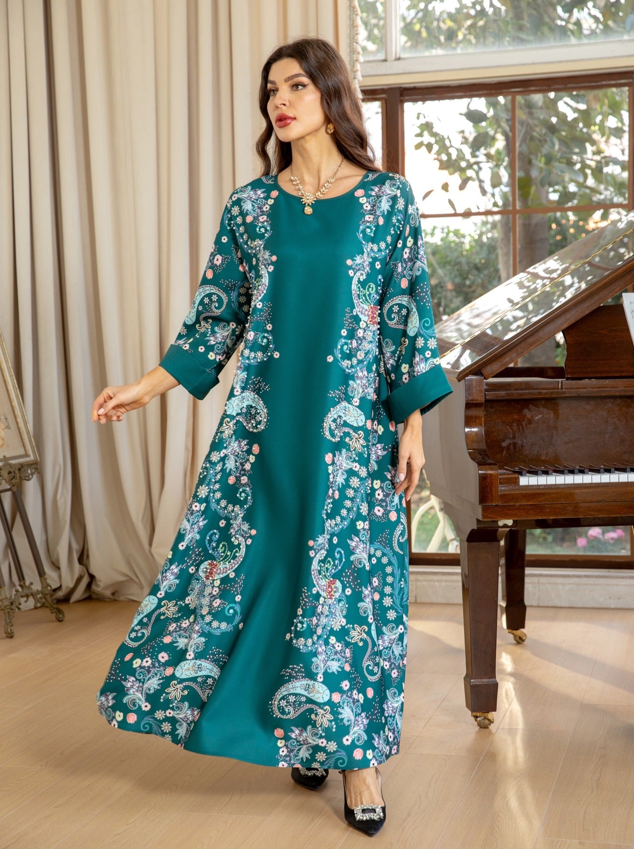Women's Hot Diamond Pearl Jalabiya Dress