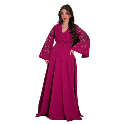 Women's Hot Jalabiya Party Dress with Belt