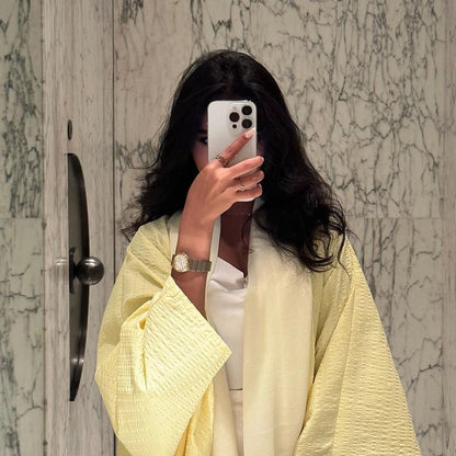 Women's Solid Color Bat-sleeved Yellow Robe